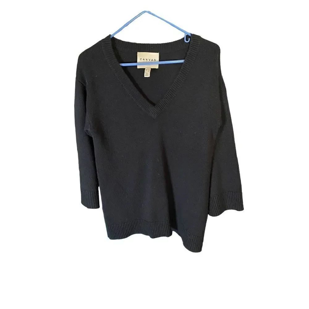 Canvas lands end women’s Merino wool Cashmere black sweater xs